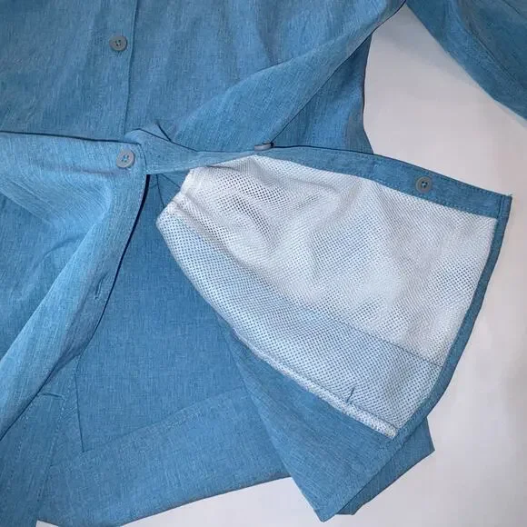 Field & Stream Women's Outdoor M Blue Vented Long Sleeve Fishing Hiking Shirt - Picture 6 of 11